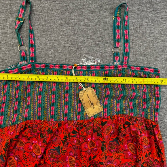 Natural Life Patti Side Slit Maxi Dress Turquoise Orange Mixed Print Medium NWT - Picture 4 of 7